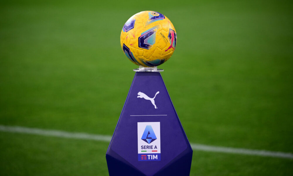 The ball of Italian Serie A is pictured before the Italian Serie A football match between Juventus and Atalanta at the Allianz Stadium in Turin on March 10, 2024. (Photo by MARCO BERTORELLO / AFP) (Photo by MARCO BERTORELLO/AFP via Getty Images) (Football Italia)