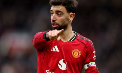 Manchester United captain Bruno Fernandes during the Manchester Derby