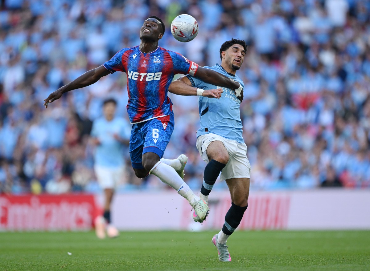 Marc Guehi in action for Palace against Man City in last season's FA Cup final