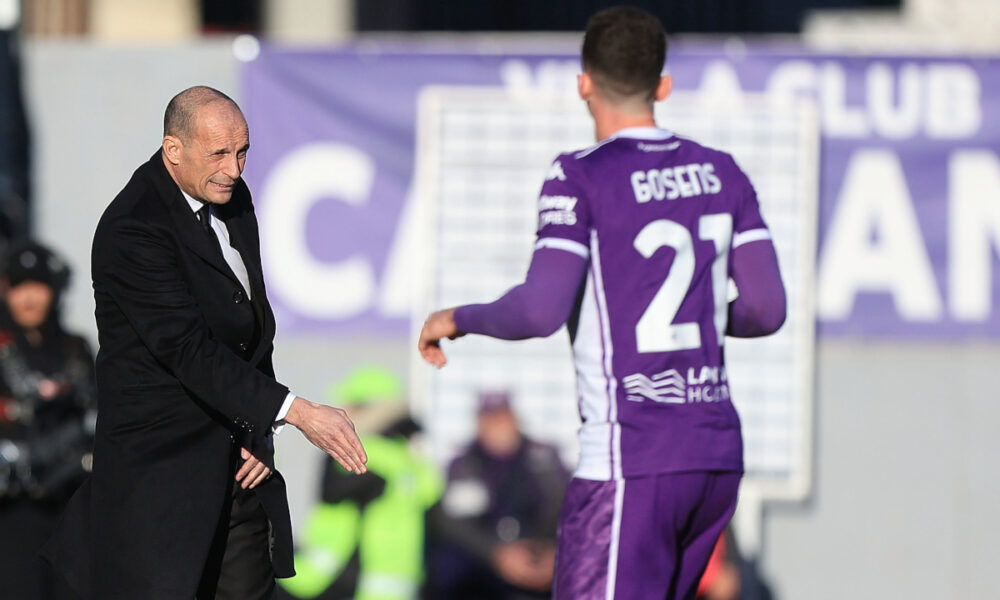 FLORENCE, ITALY - JANUARY 11: Head coach Massimiliano Allegri manager of AC Milan reacts during the Serie A match between ACF Fiorentina and AC Milan at Artemio Franchi on January 11, 2026 in Florence, Italy. (Photo by Gabriele Maltinti/Getty Images)