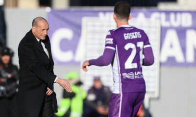 FLORENCE, ITALY - JANUARY 11: Head coach Massimiliano Allegri manager of AC Milan reacts during the Serie A match between ACF Fiorentina and AC Milan at Artemio Franchi on January 11, 2026 in Florence, Italy. (Photo by Gabriele Maltinti/Getty Images)