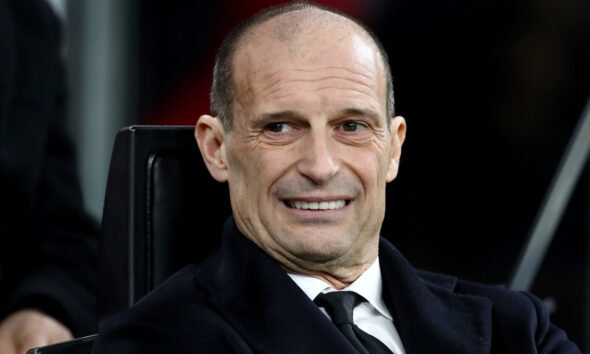 MILAN, ITALY - JANUARY 18: Massimiliano Allegri, Head Coach of AC Milan, looks on prior to the Serie A match between AC Milan and US Lecce at Giuseppe Meazza Stadium on January 18, 2026 in Milan, Italy. (Photo by Marco Luzzani/Getty Images)