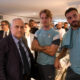 ROME, ITALY - OCTOBER 09: Nicolò Rovella, Mario Gila and Claudio Lotito attend the the SS Lazio new store unveiling on October 09, 2025 in Rome, Italy. (Photo by Marco Rosi - SS Lazio/Getty Images)