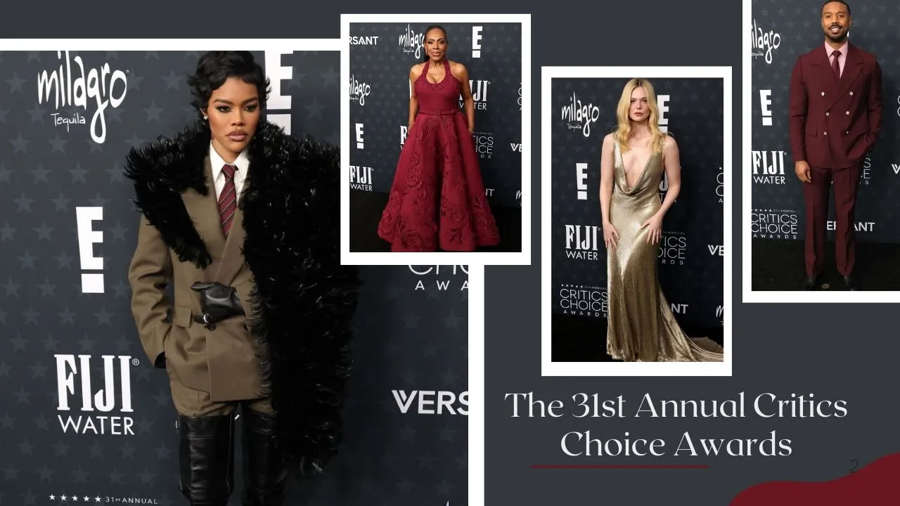 On the Scene at the 31st Annual Critics Choice Awards: Teyana Taylor in an Olive Saint Laurent Suit, Elle Fanning in a Gold Ralph Lauren Dress, Michael B Jordan in Bordeaux Louis Vuitton Look + More