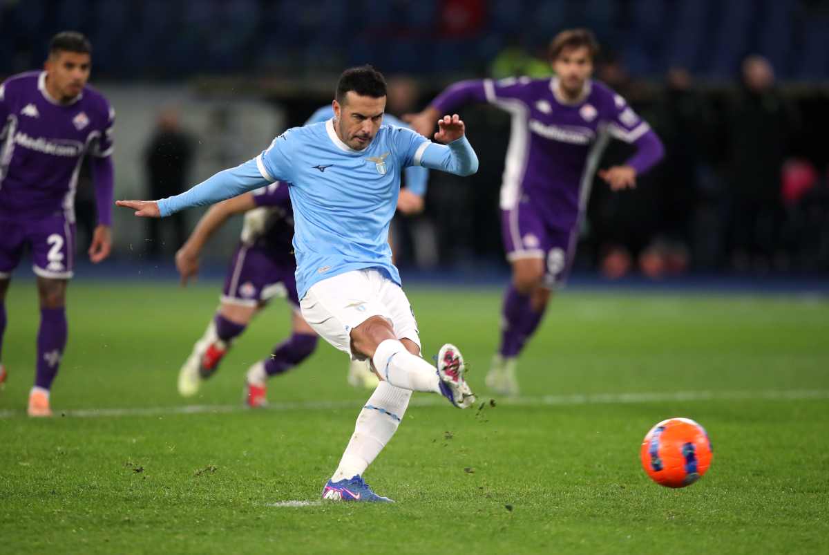 ROME, ITALY - JANUARY 07: Pedro of Lazio scores his team