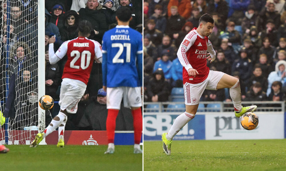 Arsenal in nightmare two minutes as fans ask 'what are Madueke and Martinelli playing at' against Portsmouth