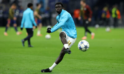 MARSEILLE, FRANCE - NOVEMBER 25: Robinio Vaz of Olympique de Marseille warms up prior to the UEFA Champions League 2025/26 League Phase MD5 match between Olympique de Marseille and Newcastle United FC at Stade de Marseille on November 25, 2025 in Marseille, France. (Photo by Alexander Hassenstein/Getty Images)