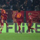 ROME, ITALY - JANUARY 22: Niccolo Pisilli #61 with his teammates of AS Roma celebrates after scoring the team's second goal during the UEFA Europa League 2025/26 League Phase MD7 match between AS Roma and VfB Stuttgart at Stadio Olimpico on January 22, 2026 in Rome, Italy. (Photo by Paolo Bruno/Getty Images)
