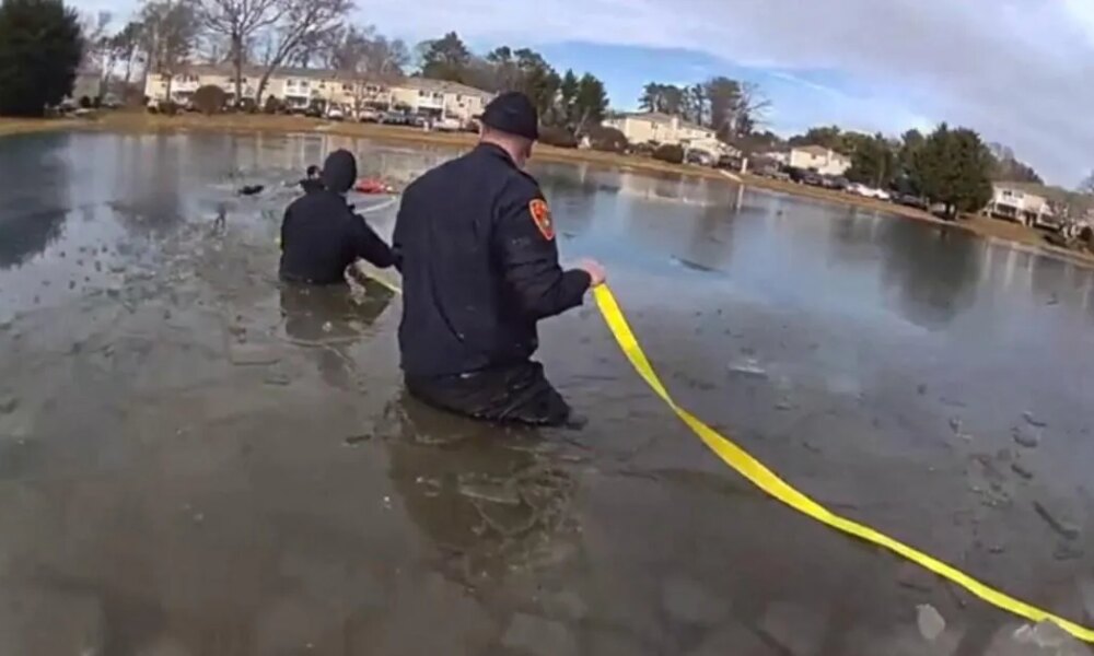Quick-thinking cops rescue eight year old who fell through ice on frozen pond | News US
