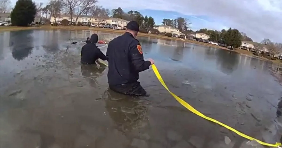 Quick-thinking cops rescue eight year old who fell through ice on frozen pond | News US