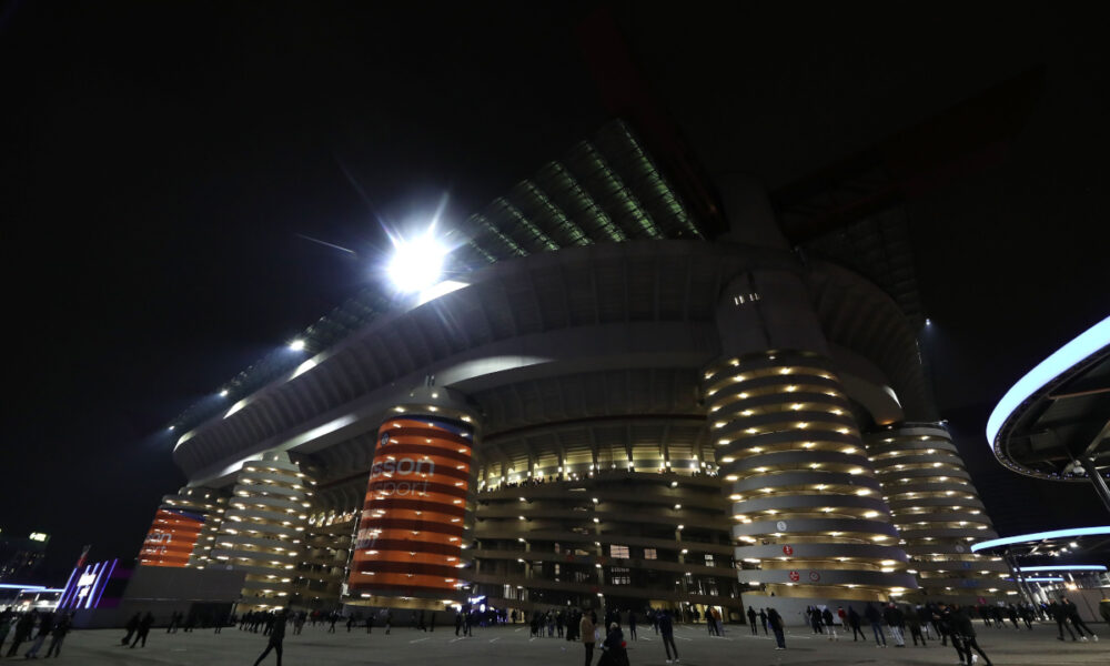 MILAN, ITALY - NOVEMBER 23: A general view of the stadium ahead of the Serie A match between FC Internazionale and AC Milan at Giuseppe Meazza Stadium on November 23, 2025 in Milan, Italy. (Photo by Marco Luzzani/Getty Images)