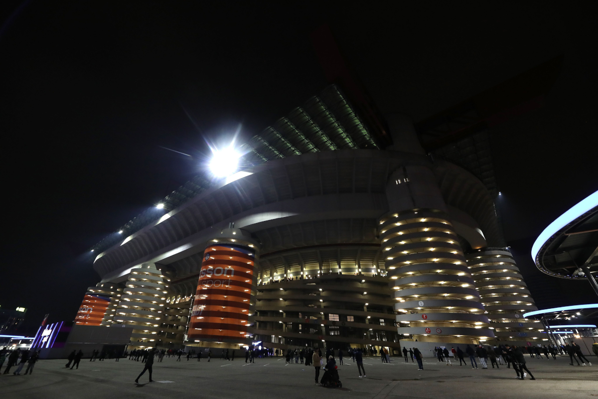 MILAN, ITALY - NOVEMBER 23: A general view of the stadium ahead of the Serie A match between FC Internazionale and AC Milan at Giuseppe Meazza Stadium on November 23, 2025 in Milan, Italy. (Photo by Marco Luzzani/Getty Images)