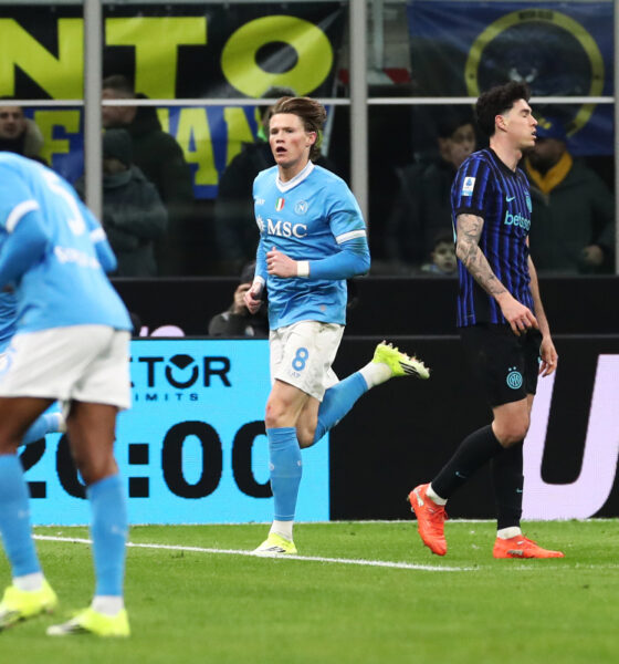 MILAN, ITALY - JANUARY 11: Scott McTominay of SSC Napoli celebrates scoring his team