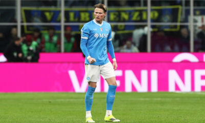 MILAN, ITALY - JANUARY 11: Scott McTominay of SSC Napoli celebrates scoring his team's first goal during the Serie A match between FC Internazionale and SSC Napoli at Giuseppe Meazza Stadium on January 11, 2026 in Milan, Italy. (Photo by Marco Luzzani/Getty Images)