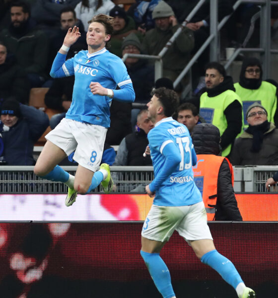 MILAN, ITALY - JANUARY 11: Scott McTominay of SSC Napoli celebrates scoring his team
