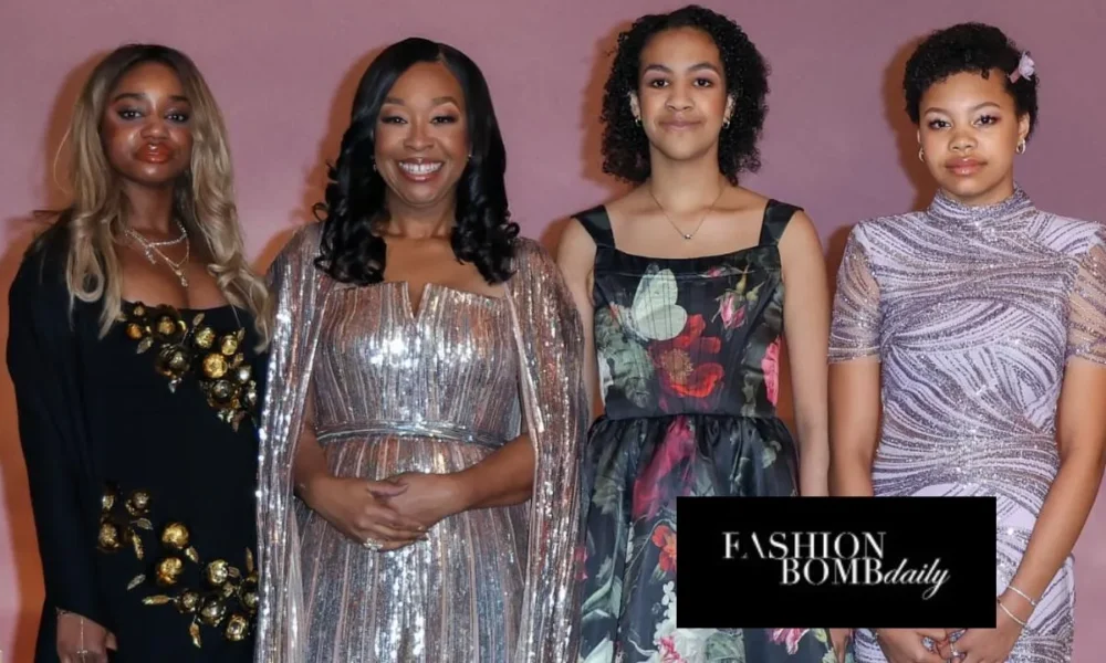 Shonda Rhimes Posed Alongside Daughters at the Bridgerton Season 4 Premiere in Paris in a $9,100 Elie Saab World Sequined Gown