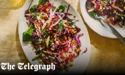 Beetroot, apple and spelt salad with hazelnuts and pumpkin seeds