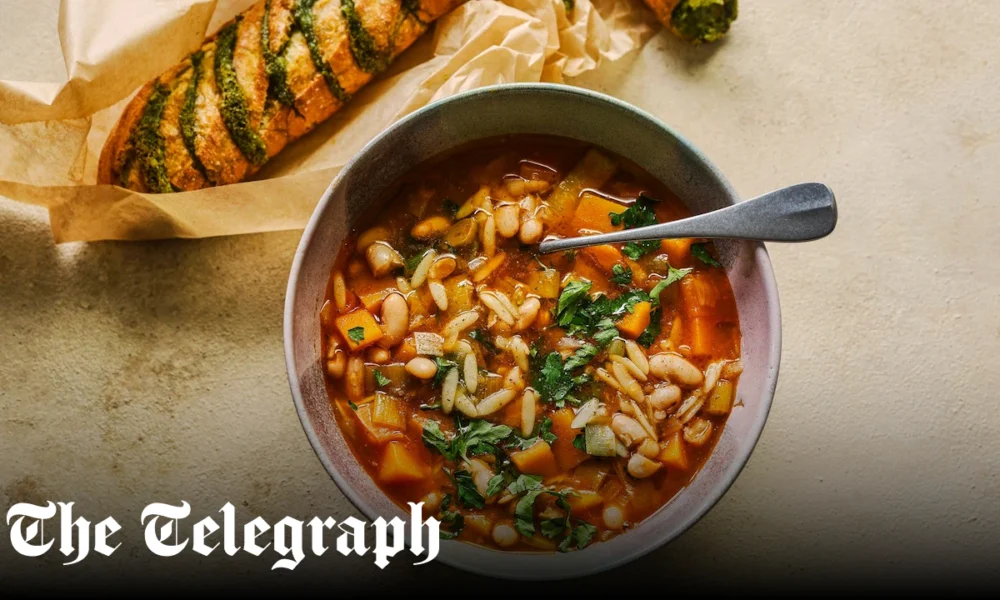 Pumpkin and bean soup with parsley pesto bread recipe