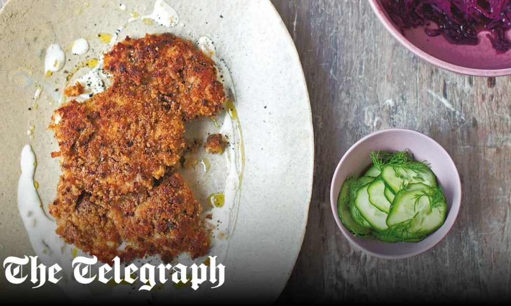 Chicken rye schnitzel with mustard sauce
