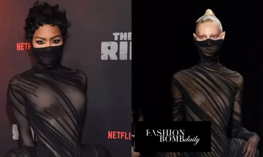 Teyana Taylor Makes a Statement in a Black Ashi Studio Haute Couture Look with Exaggerated Hips at Netflix's 'The Rip' Premiere of RIP