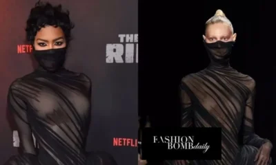 Teyana Taylor Makes a Statement in a Black Ashi Studio Haute Couture Look with Exaggerated Hips at Netflix's 'The Rip' Premiere of RIP
