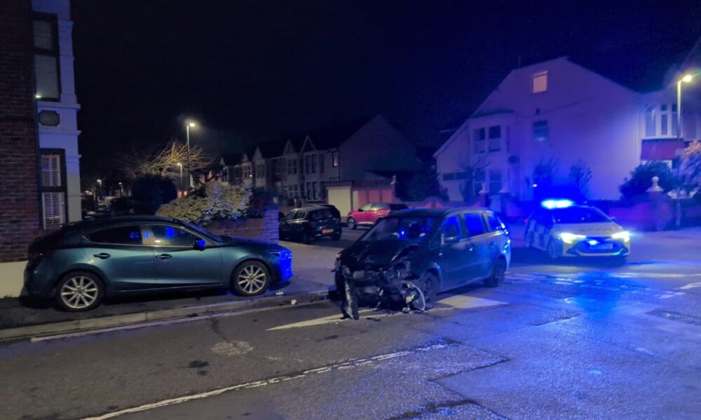 Crash in Portsmouth sees driver suffer injuries with car significantly damaged