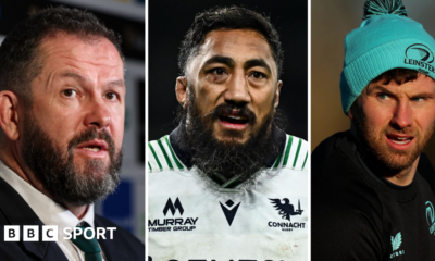 Andy Farrell, Bundee Aki and Hugo Keenan