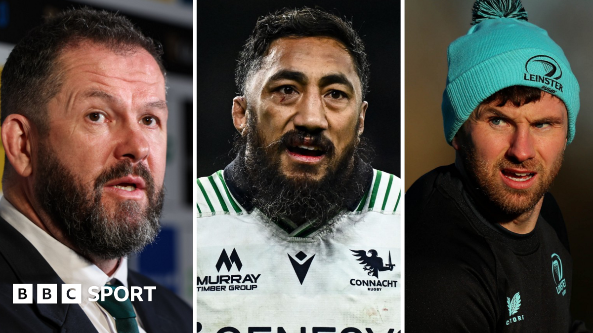 Andy Farrell, Bundee Aki and Hugo Keenan