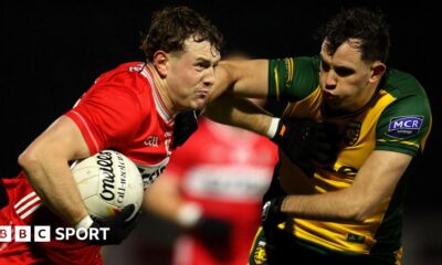 Caolan McClogan tackles Lachlan Murray