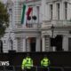 Four taken to hospital after Iranian embassy protest