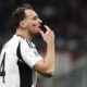 MILAN, ITALY - NOVEMBER 23: Federico Gatti of Juventus react during the Serie A match between AC Milan and Juventus at Stadio Giuseppe Meazza on November 23, 2024 in Milan, Italy. (Photo by Marco Luzzani/Getty Images)