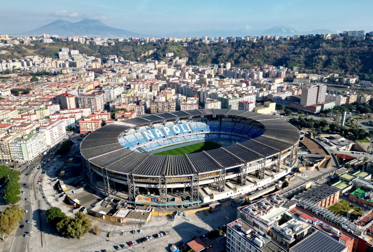 NAPLES, ITALY - FEBRUARY 20: (EDITORS NOTE: This photograph was taken using a drone) An aerial view of