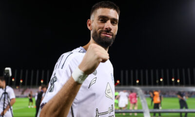 MECCA, SAUDI ARABIA - APRIL 6: Yannick Carrasco of Al Shabab celebrates victory after winning the Saudi Pro League match between Al Wehda and Al Shabab at King Abdulaziz Sport City on April 6, 2025 in Mecca, Saudi Arabia. (Photo by Yasser Bakhsh/Getty Images)