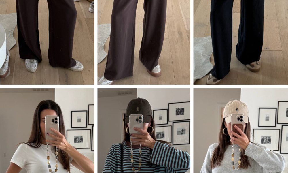 Christine Andrew in fall outfits pants from Aritzia