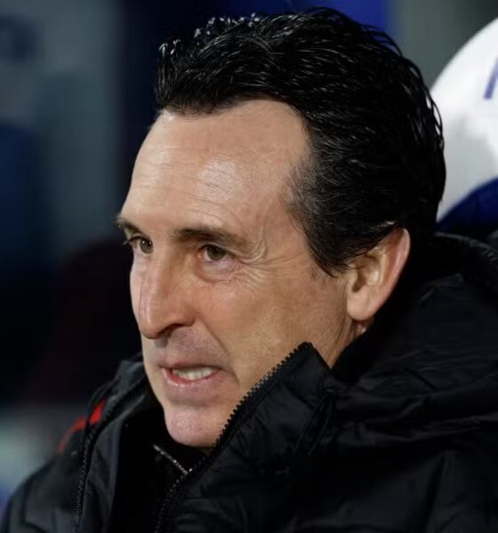 Aston Villa manager Unai Emery looks on before the match