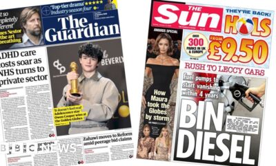 'ADHD care costs soar' and 'Bin Diesel'