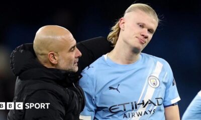 Pep Guardiola and Erling Haaland