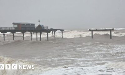 Teignmouth Pier washes away and sea wall crumbles during Storm Ingrid