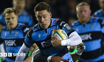Josh Adams, who is one of seven Cardiff players named in Wales' 2026 Six Nations squad, in action for Cardiff against Benetton