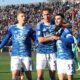 COMO, ITALY - JANUARY 03: Lucas Da Cunha of Como 1907 celebrates with his team-mates after scoring their team