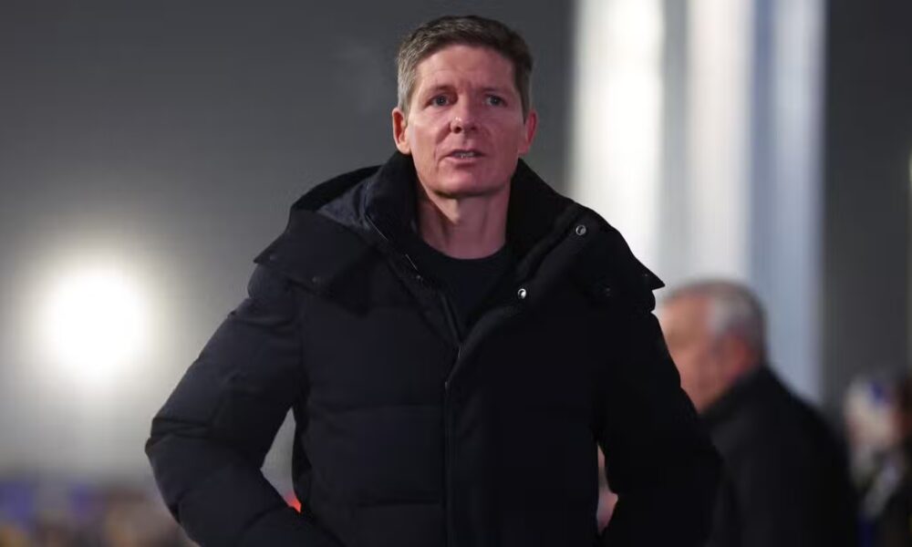 Crystal Palace manager Oliver Glasner arrives at the stadium before the match