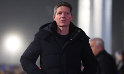 Crystal Palace manager Oliver Glasner arrives at the stadium before the match