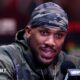 Anthony Joshua speaking during a news conference before his fight against Jake Paul