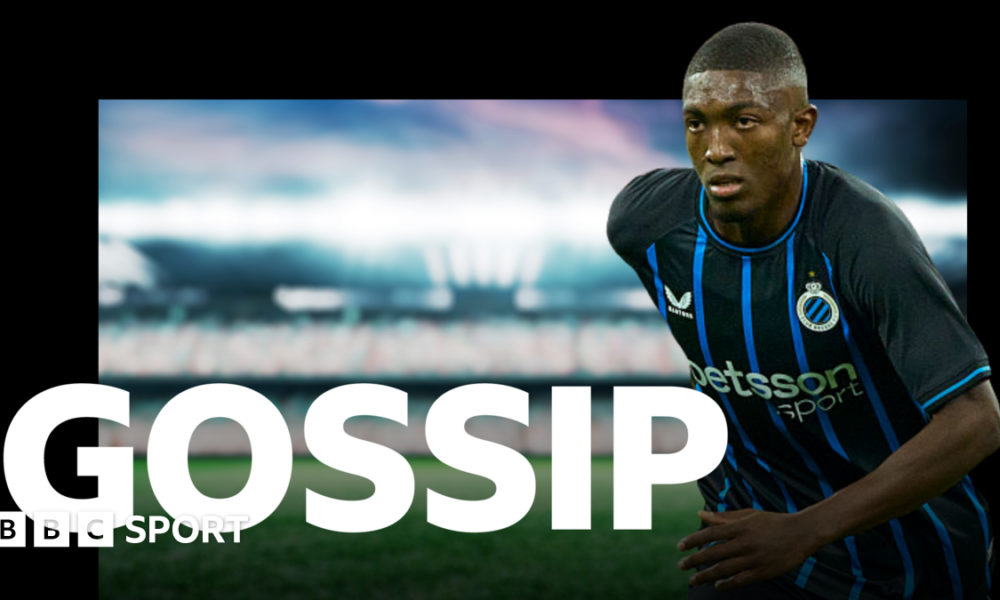 A graphic of Premier League players from every team in the division in 2025-26 season, with the Premier League trophy in front of them.