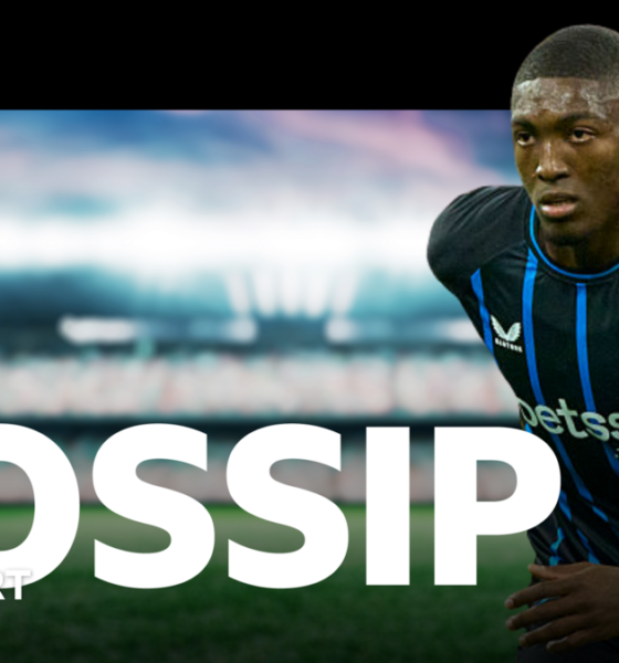 A graphic of Premier League players from every team in the division in 2025-26 season, with the Premier League trophy in front of them.