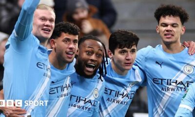 Man City players celebrate