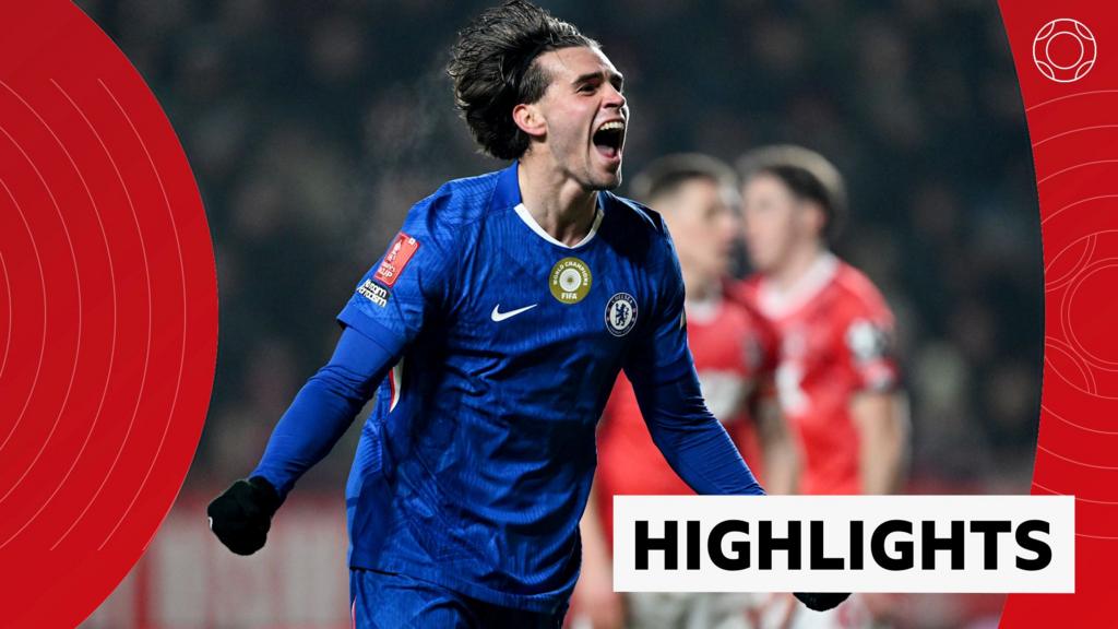 Marc Guiu celebrates his goal for Chelsea