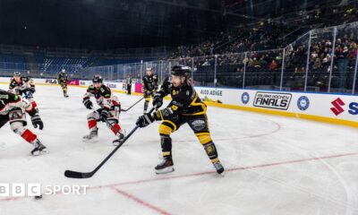 Ice hockey taking place at a test event at the Santagiulia Arena, which will be used during the Winter Olympics in Italy