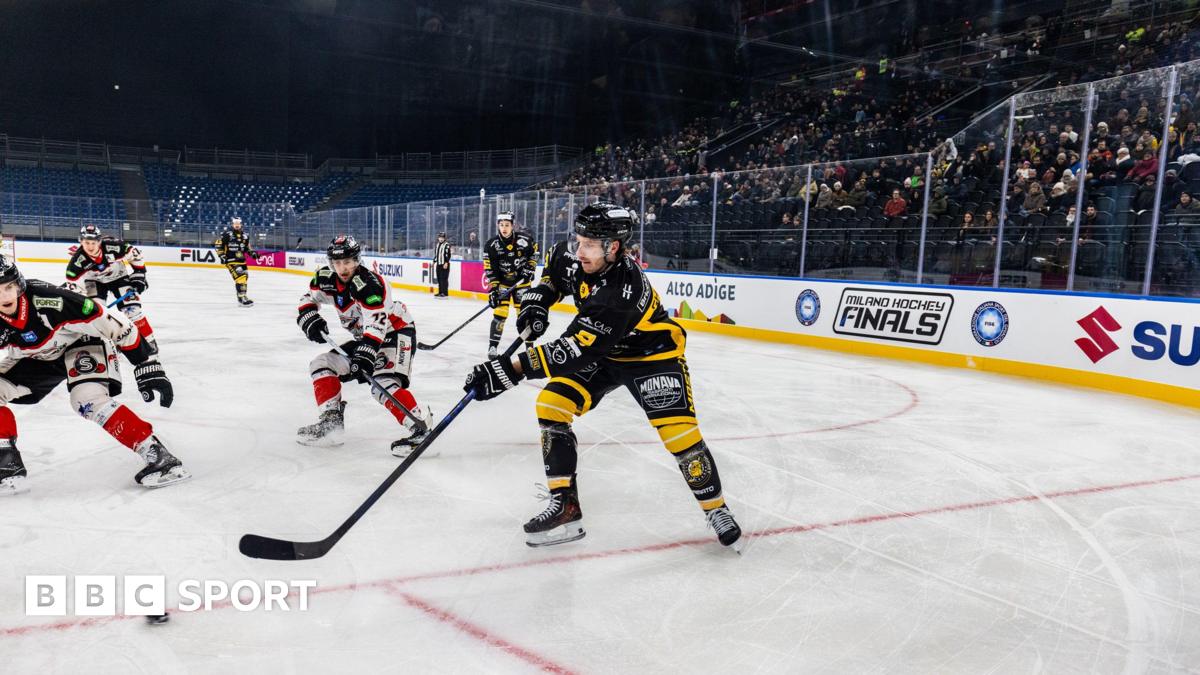 Ice hockey taking place at a test event at the Santagiulia Arena, which will be used during the Winter Olympics in Italy