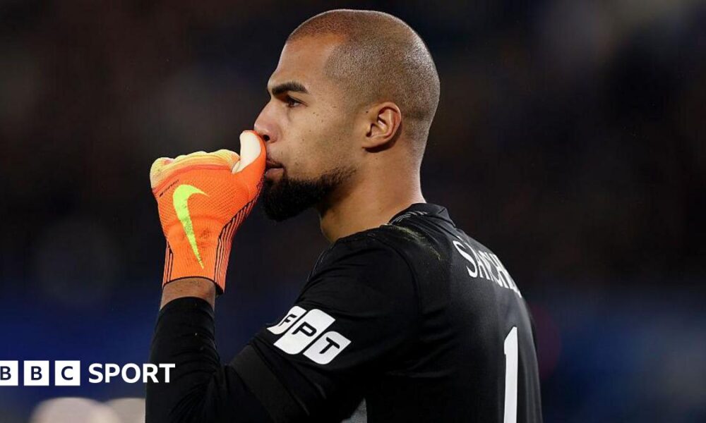 Robert Sanchez puts his hand to his mouth after a mistake against Arsenal